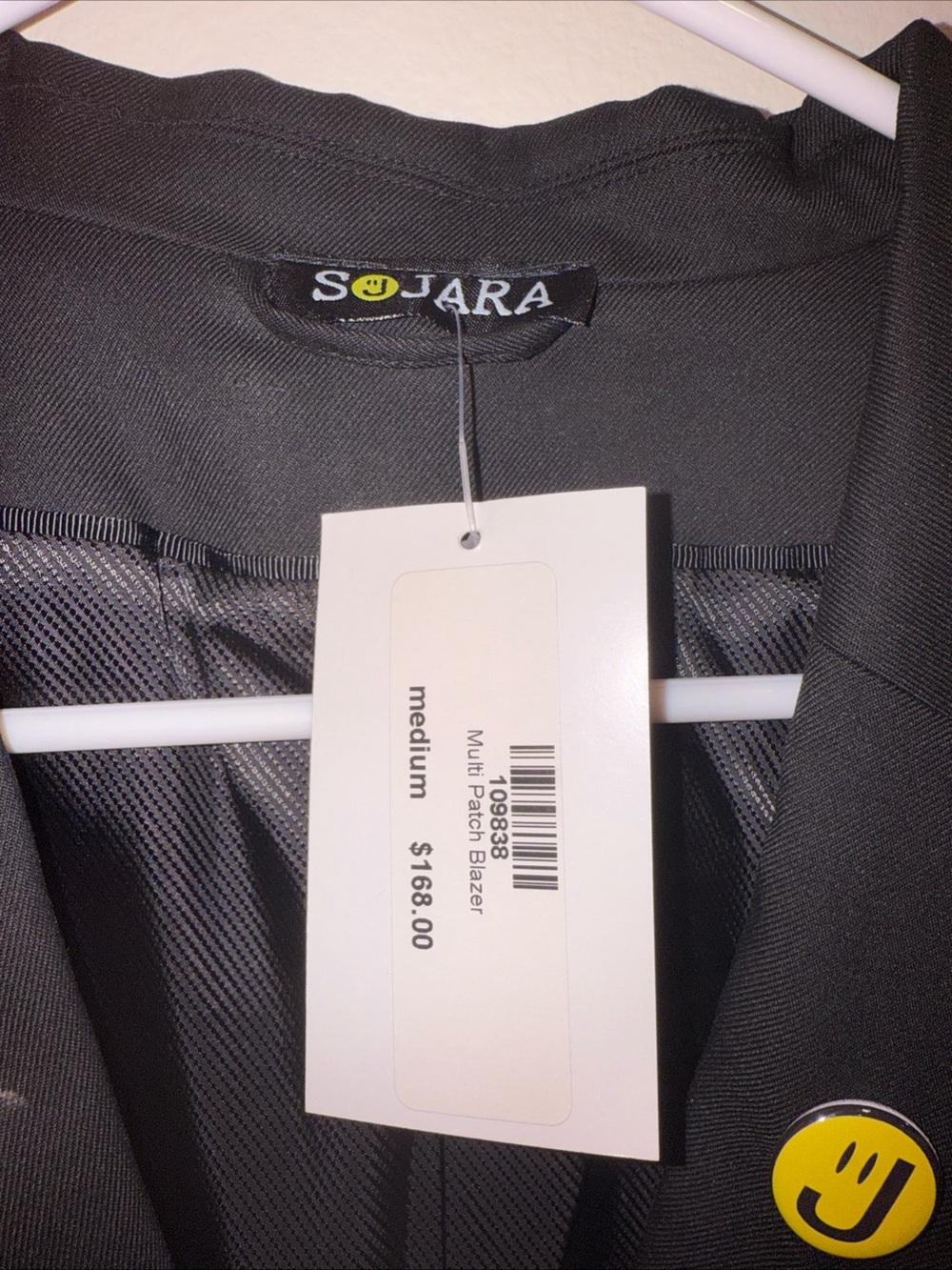 NWT Sojara Black Patchwork Accent Blazer - Size M